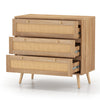 3-Drawer Rattan Dresser Boho Wooden Nightstand with 3 Drawers-Natural