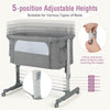 3-in-1 Adjustable Baby Bedside Bassinet with Mattress-Light Grey