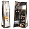 3-in-1 Mirrored Jewelry Armoire with Display Shelves-Brown