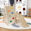 3-In-1 Jungle Gym with Extended Slide and Rock Climbing-Natural