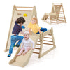 3-In-1 Jungle Gym with Extended Slide and Rock Climbing-Natural