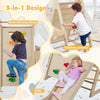 3-In-1 Jungle Gym with Extended Slide and Rock Climbing-Natural
