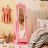 3 In 1 Kids Jewelry Cabinet 360° Swivel Jewelry Armoire with Mirror-Pink