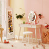 3 In 1 Kids Jewelry Cabinet 360° Swivel Jewelry Armoire with Mirror-White