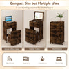 3-in-1 Small Vanity Desk Set with Flip-top Mirror and Lights-Rustic Brown