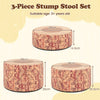 3 PCS Tree Stump Stool Set Round Flexible Seatings-Brown