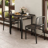 3-Piece Dining Table Set with Storage Rack and Metal Legs-Grey