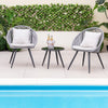 3 Piece Patio Furniture Set with Seat and Back Cushions for Backyard Porch Garden-Grey
