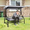 3 Seater Garden Swing Chair with Adjustable Canopy and Cushions-Grey