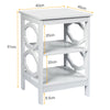3-Tier Bedside Table with Storage Shelves for Living Room Bedroom Set of 2-White