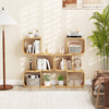 S-Shaped Bookcase Bamboo Bookshelf with 2 Open Cubes-3-Tier
