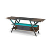 3-Tier Entertainment Center with LED Lights and Power Outlets-Rustic Brown