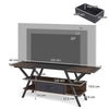 3-Tier Entertainment Center with LED Lights and Power Outlets-Rustic Brown
