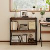 3 Tier Wooden Bookcase with Dual Anti-Tipping Kits and Open Shelving Unit-Rustic Brown