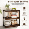 3 Tier Wooden Bookcase with Dual Anti-Tipping Kits and Open Shelving Unit-Rustic Brown