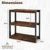 3 Tier Wooden Bookcase with Dual Anti-Tipping Kits and Open Shelving Unit-Rustic Brown