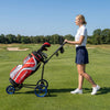 3 Wheel Folding Golf Push Cart with Adjustable Height Handle and Foot Brake-Blue