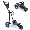 3 Wheel Folding Golf Push Cart with Adjustable Height Handle and Foot Brake-Blue