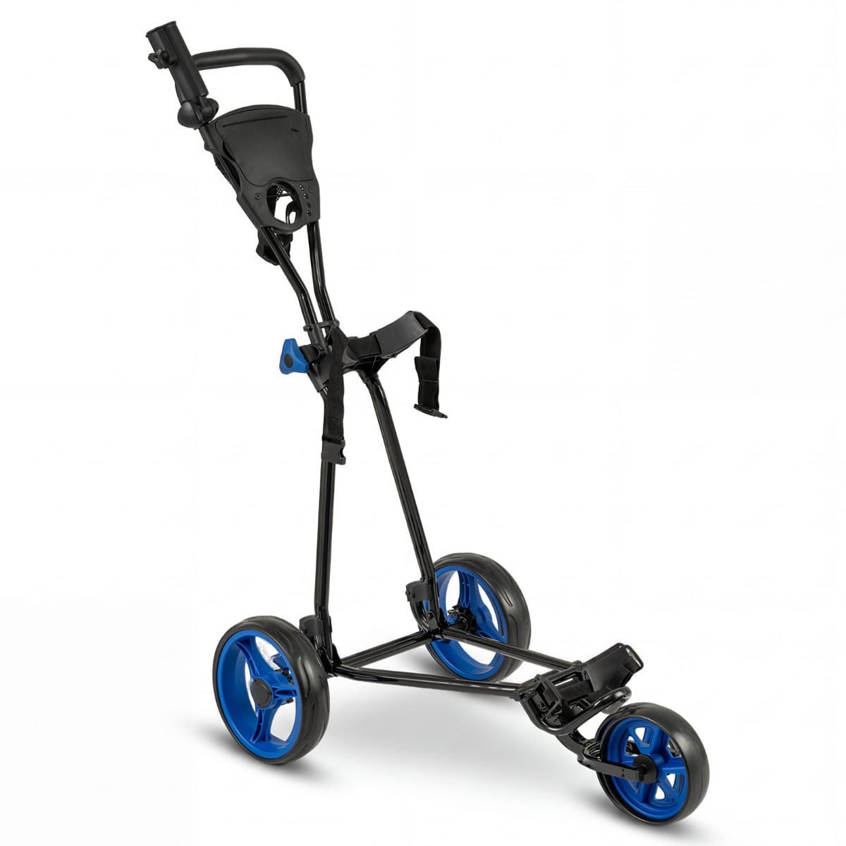 3 Wheel Folding Golf Push Cart with Adjustable Height Handle and Foot Brake-Blue