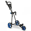 3 Wheel Folding Golf Push Cart with Adjustable Height Handle and Foot Brake-Blue