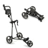 3 Wheel Folding Golf Push Cart with Adjustable Height Handle and Foot Brake-Grey