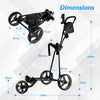 3 Wheel Folding Golf Push Cart with Adjustable Height Handle and Foot Brake-Grey