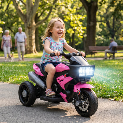AIYAPLAY Kids Electric Motorcycle Ride-On Toy in Pink