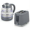 HOMCOM Kettle and Toaster Set, 1.7L 3000W Rapid Kettle with Limescale Filter, 2 Slice Toaster with 7 Browning Controls, Grey