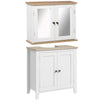 kleankin Bathroom Furniture Set, Mirror Cabinet Wall Mounted with Adjustable Shelf, Bathroom Sink Cabinet with Storage, White and Wood Grain