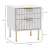 HOMCOM Elegant Two-Drawer Bedside Table - White