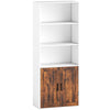 HOMCOM 5-Tier Bookcase with Adjustable Shelf - Rustic Brown