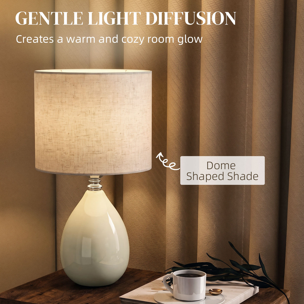 HOMCOM Table Lamp in Cream White