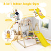 3-in-1 Foldable Indoor Jungle Gym Wooden Climbing Toys with Swing-Multicolor