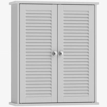 HOMCOM Bathroom Cabinet, Bathroom Wall Cabinet with Louvered Doors and Adjustable Shelf Storage for Kitchen, White