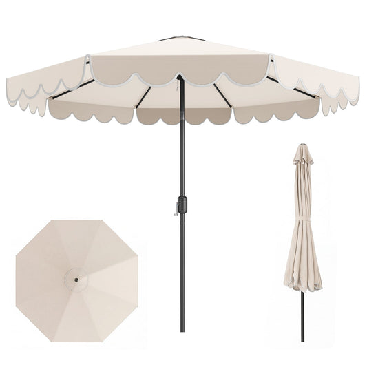 3m Patio Umbrella with Push Button Tilt and Crank-Beige