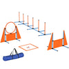 PawHut 6-Piece Dog Agility Equipment Set with Weave Poles, Jump Ring, Hurdle, Pause Box, Bag, Orange