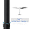 Outsunny 2.5M Garden Cantilever Parasol, Offset Roma Patio Umbrella Hanging Sun Shade Canopy Shelter with 360 Rotation and Cross Base, Dark Grey