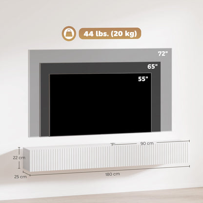 HOMCOM 80cm Floating TV Stand, Wall Mount TV Unit with Cable Management Hole, Fits up to 72" TV, White