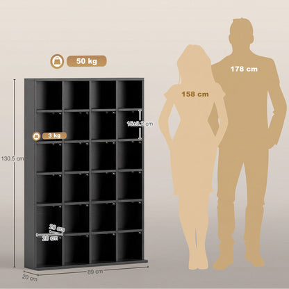 HOMCOM CD Storage Unit with Adjustable Shelves, 89 x 130.5 cm, Black