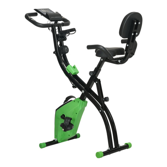 HOMCOM 2-in-1 Folding Exercise Bike with 8-Level Magnetic Resistance in Green