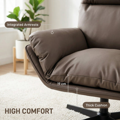 HOMCOM Accent Chair with 360 Swivel Armchair for Living Room with Padded Cushion Dark Brown
