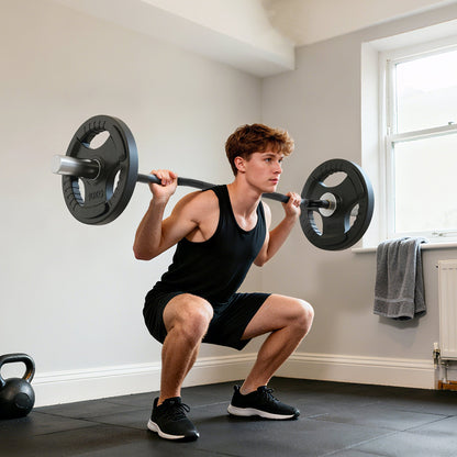 SPORTNOW قضيب أولمبي EZ Curl بطول 4 أقدام، قضيب رفع أثقال لألواح الوزن مقاس 2 بوصة مع قبضة يد غير قابلة للانزلاق 120 سم