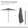 Outsunny 3(m) Half Parasol Semi Round Umbrella Patio Metal Frame Crank Handle for Balcony-- NO BASE INCLUDED, Grey