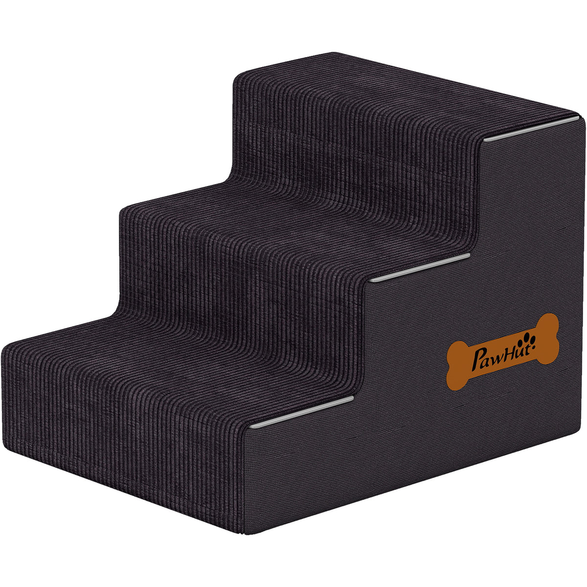 PawHut Dog Steps, 3-Step Dog Stairs for Bed and Sofa, Pet Stairs with Carry Handle, Washable Cover