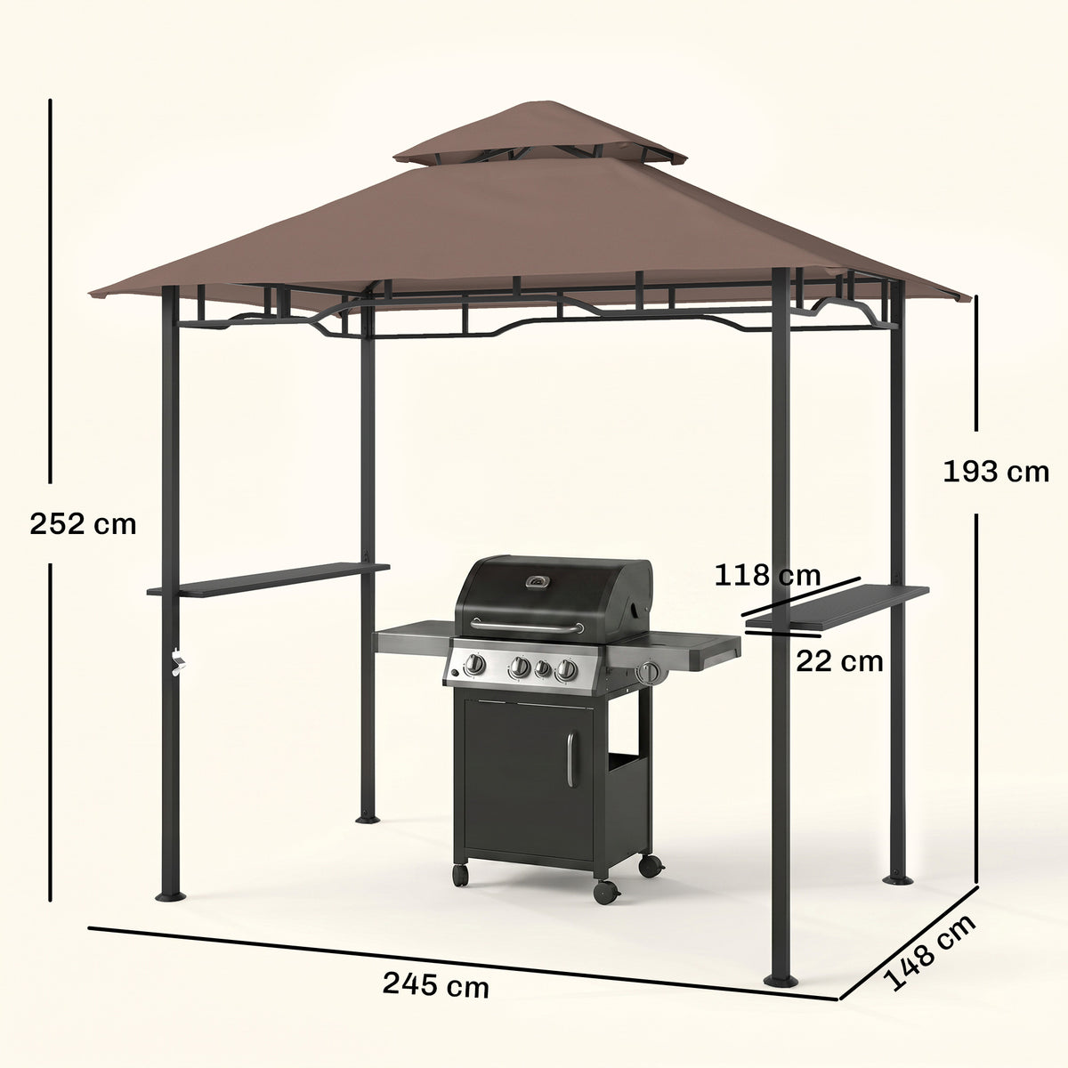 Outsunny Grill Gazebo Canopy in Brown