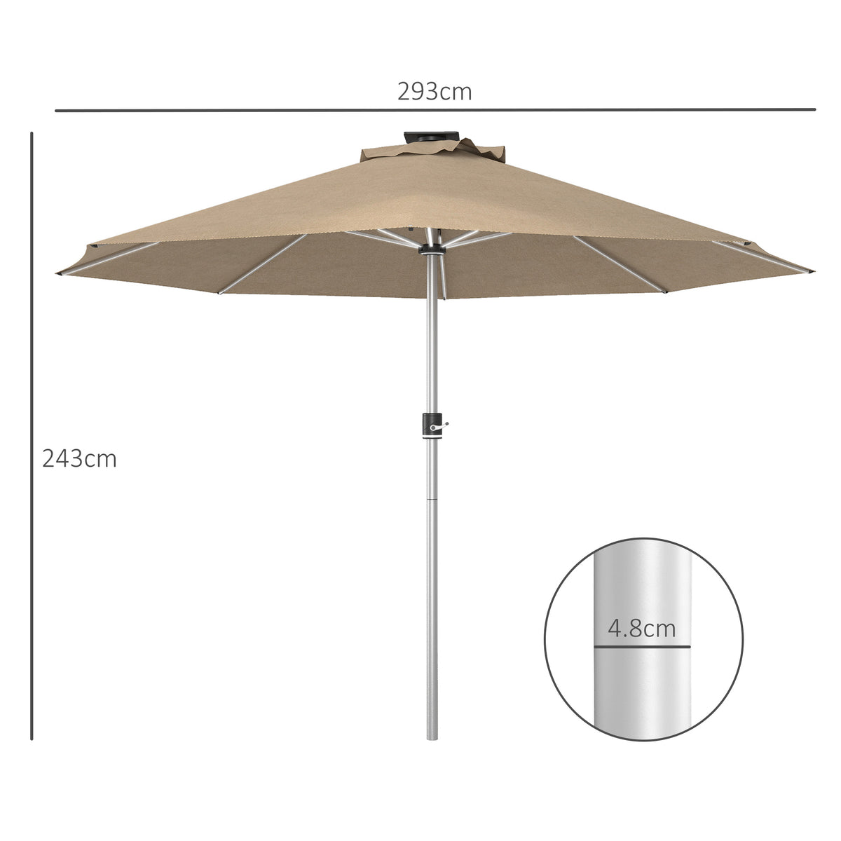 Outsunny 3m Parasol in Khaki