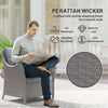 Outsunny Rattan Garden Chairs Set of 2, Outdoor Rattan Chairs with Cushions, Armrests and High Back, PE Wicker Garden Armchair with Steel Frame for Balcony, Porch, Light Grey