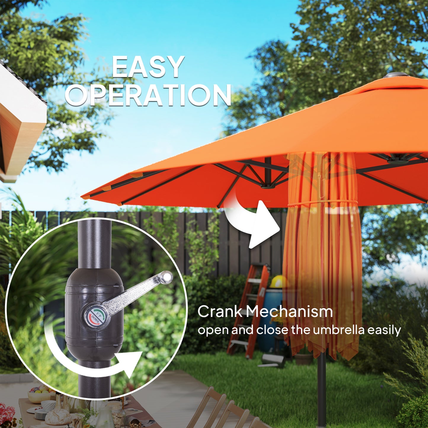 Outsunny 4.6m Double Garden Parasol - Orange