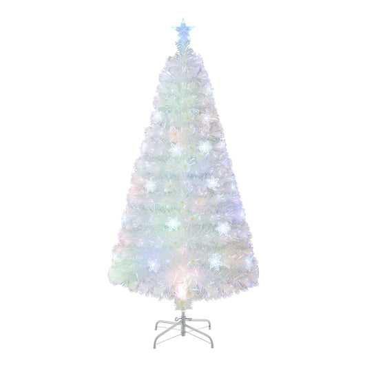 4/5/6 Feet Artificial Fiber Optic White Pre-lit Christmas Tree with a star on top and a metal stand
