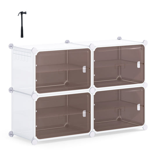 4/6/8/10 Tier Shoe Storage Cabinet with Removable Shelves-4-Tier with a small assembly hammer